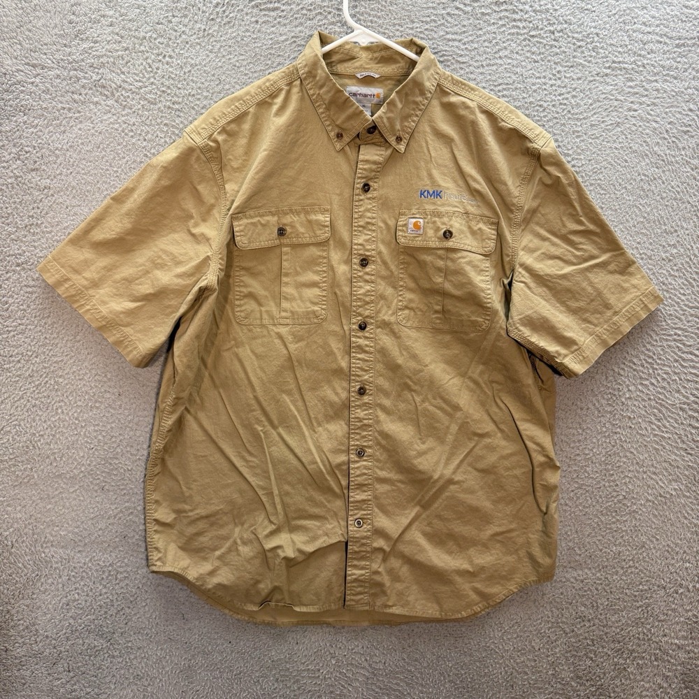 Carhartt Shirt Adult Extra Large Tan‎ Khaki Ripstop Relaxed Workwear Chore Barn